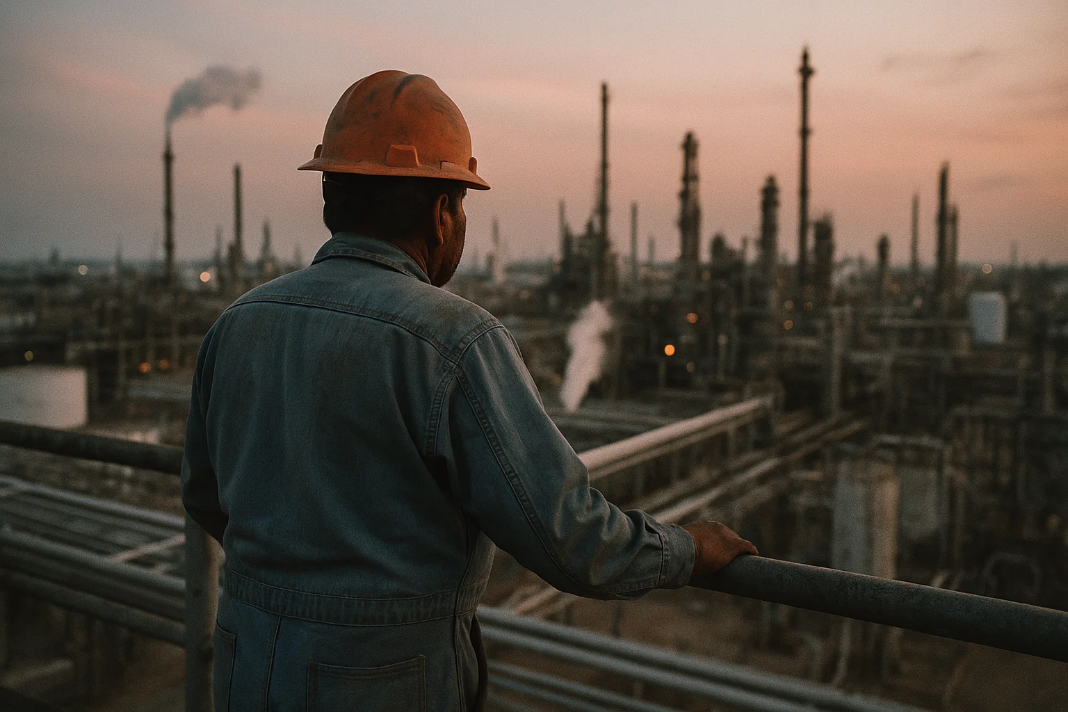 Trabajador hispano de refinería en el Houston Ship Channel — exposición al asbesto